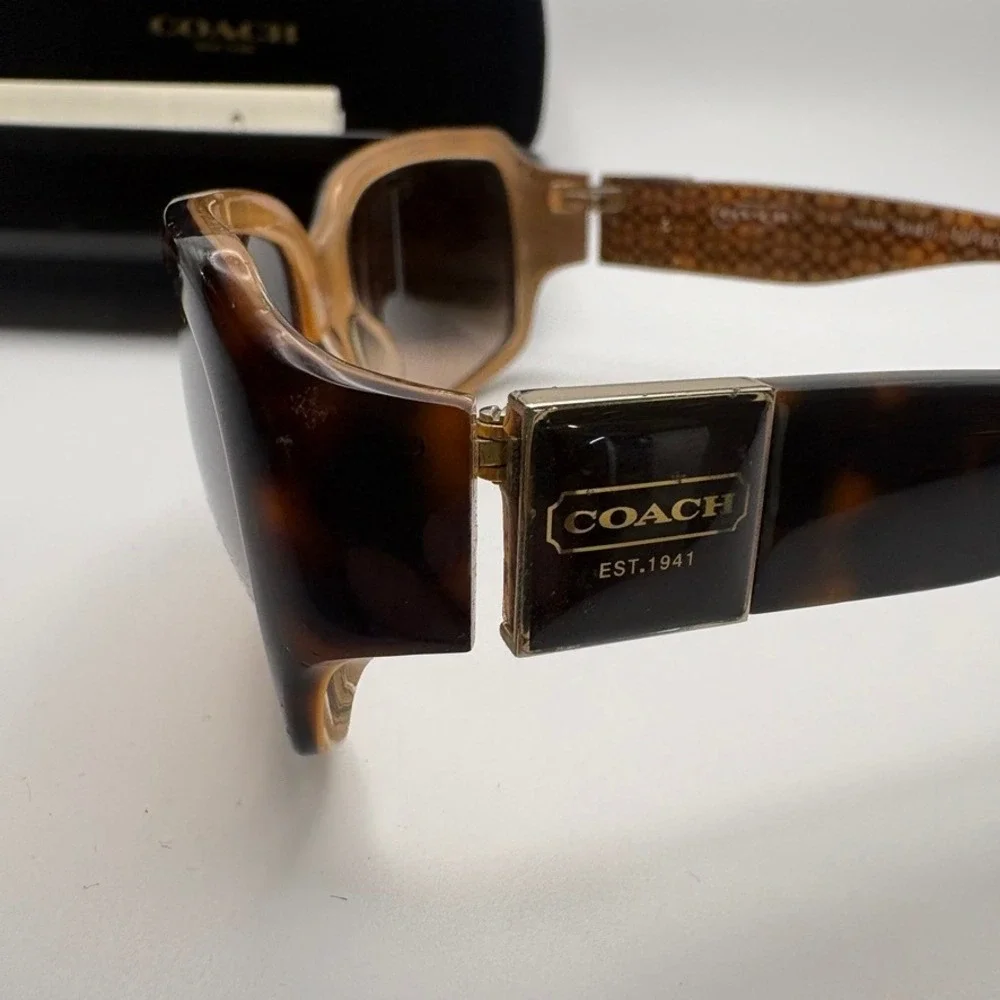 Coach Delphine S443 Tortoise Shell Sunglasses Brown Gradient Lens with Case
